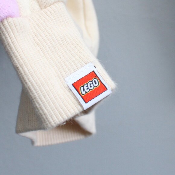 LEGO Womens Drawstring Track Pants Joggers Cream Pink Stripe Pockets Size Medium - Picture 6 of 6